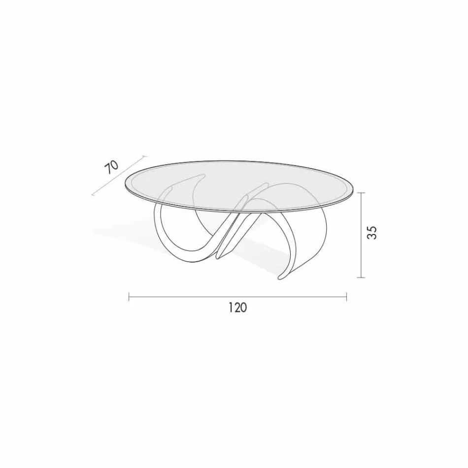 Ovaler Couchtisch aus abgeschrägtem Glas und synthetischem Marmor Made in Italy - Barbera Viadurini