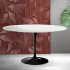 Saarinen Tulip Ovaler Couchtisch H 41 cm in Mattweiß Florim Keramik - Scharlachrot Viadurini
