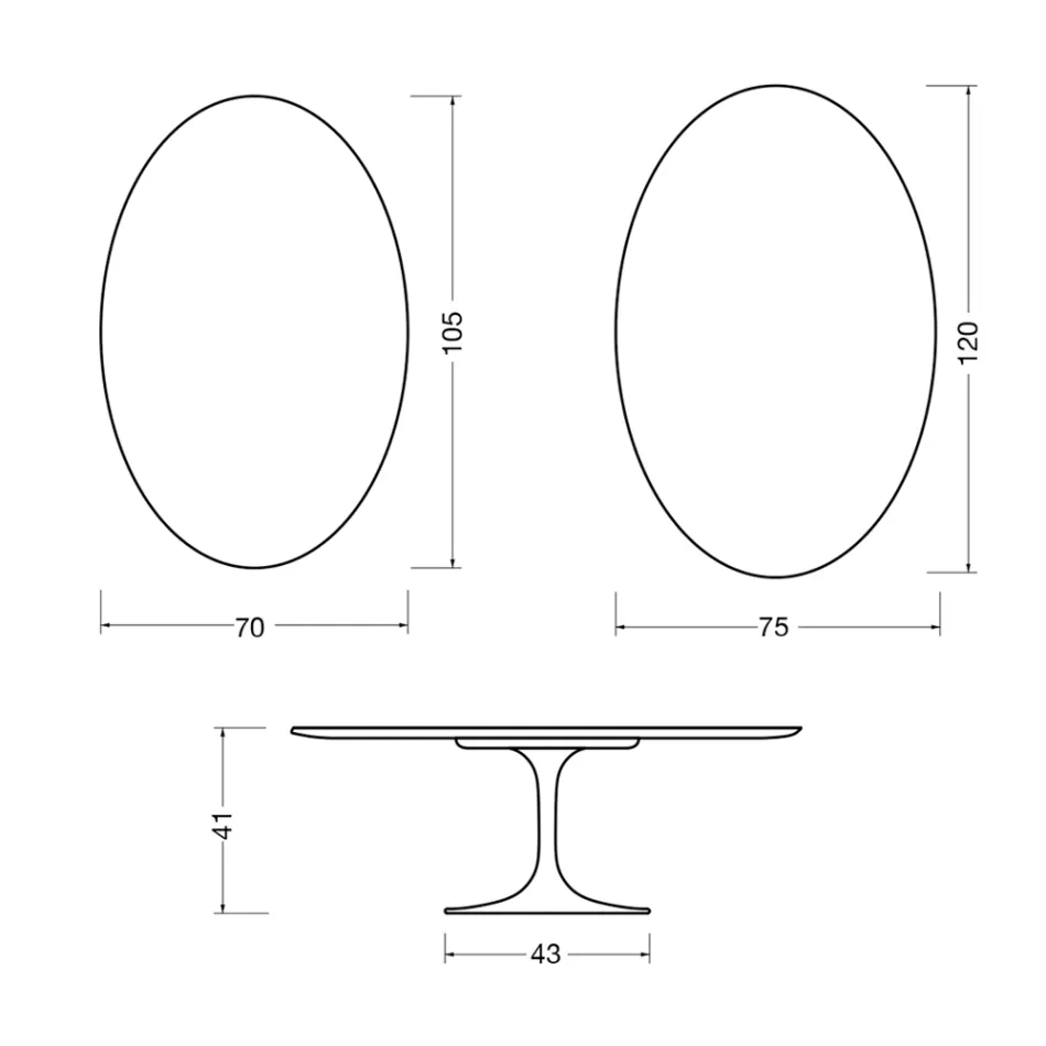 Saarinen Tulip Ovaler Couchtisch H 41 cm in glänzender Statuario Florim Keramik - Scharlachrot Viadurini