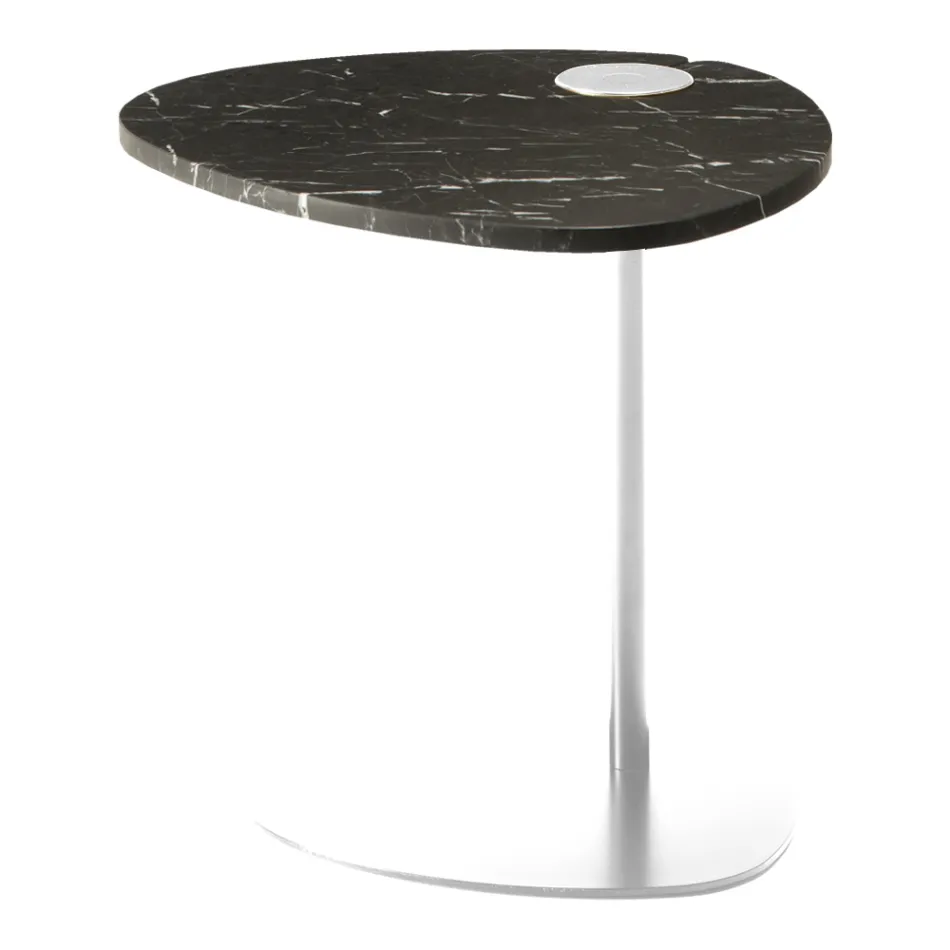 Couchtisch für Wohnzimmer aus Metall und Marquinia-Marmor, Luxusdesign - Yassine Viadurini