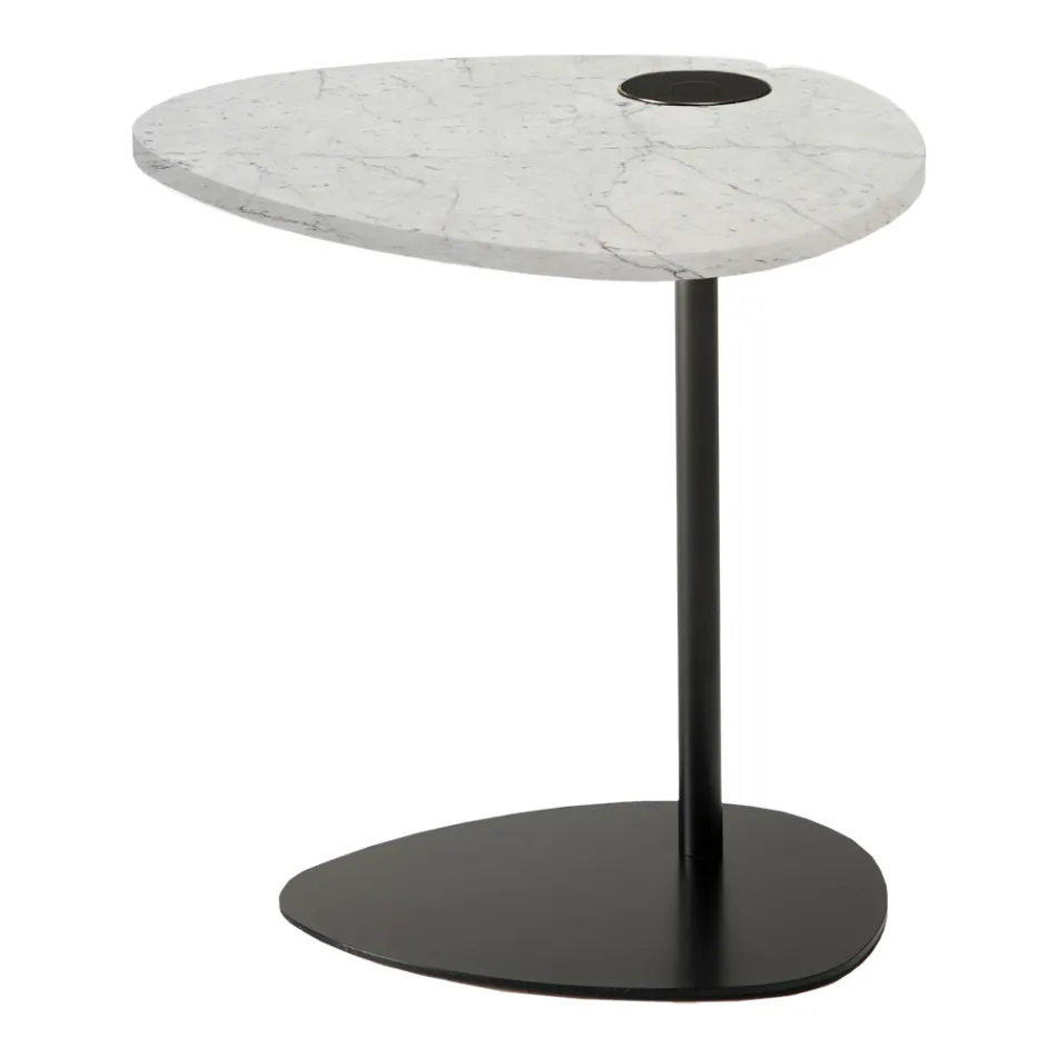 Couchtisch für Wohnzimmer aus Metall und Marquinia-Marmor, Luxusdesign - Yassine Viadurini