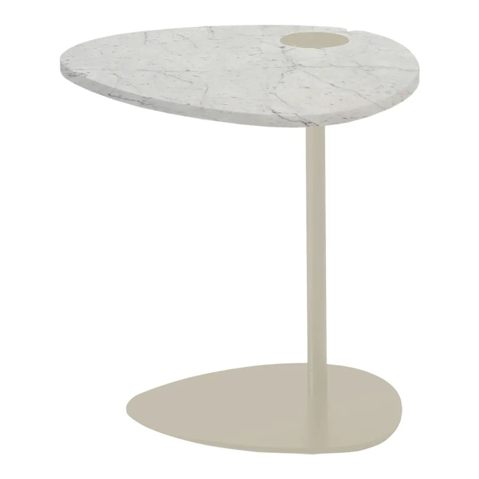 Couchtisch für Wohnzimmer aus Metall und Marquinia-Marmor, Luxusdesign - Yassine Viadurini