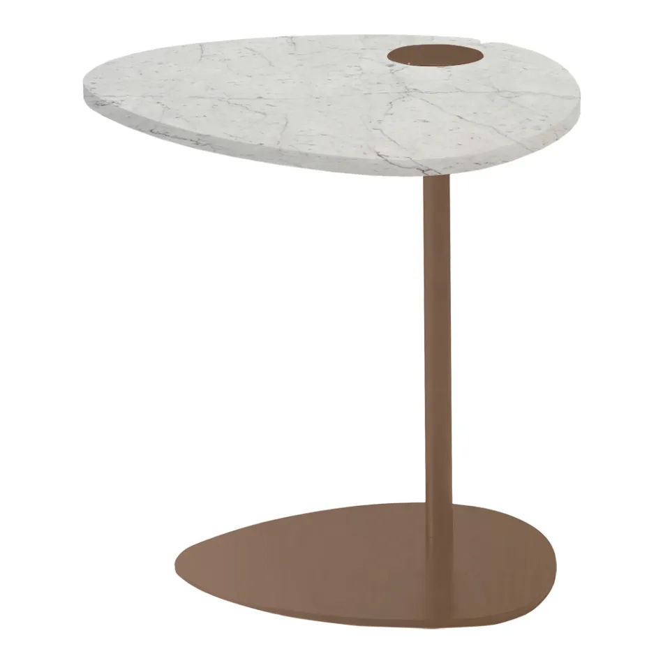 Couchtisch für Wohnzimmer aus Metall und Marquinia-Marmor, Luxusdesign - Yassine Viadurini