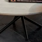 Runder Couchtisch für Wohnzimmer Metall und Keramiksockel Oapca - Shanghai Viadurini