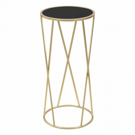 Runder Design-Telefonständer aus Eisen und Glas - Faith Viadurini