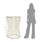 Telefontisch aus goldenem Eisen und verspiegelter Glasplatte - Olivia Viadurini