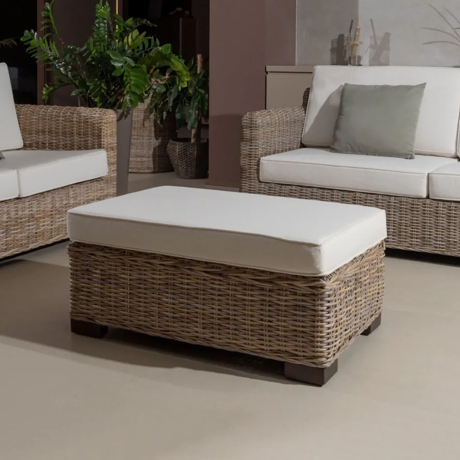 Garten-Couchtisch-Hocker in grauem Kubù mit Kissen - Cerys Viadurini