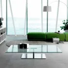 Rechteckiger Couchtisch für das Wohnzimmer aus extra klarem oder Rauchglas - Giovannino Viadurini