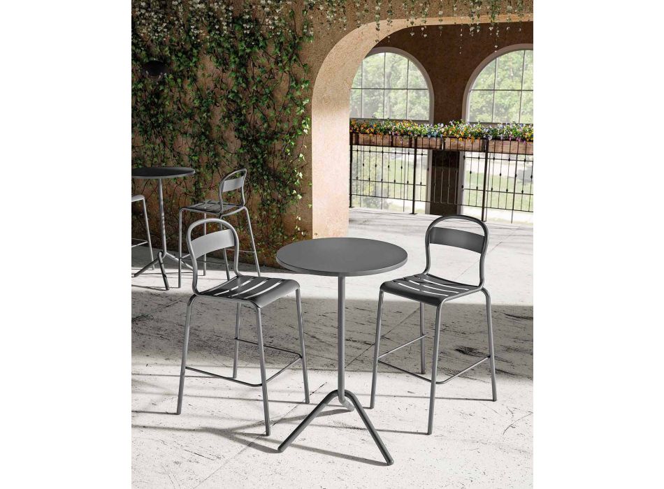 Runder hoher Tisch im Freien aus Metall und Blech Made in Italy - Baldric Viadurini