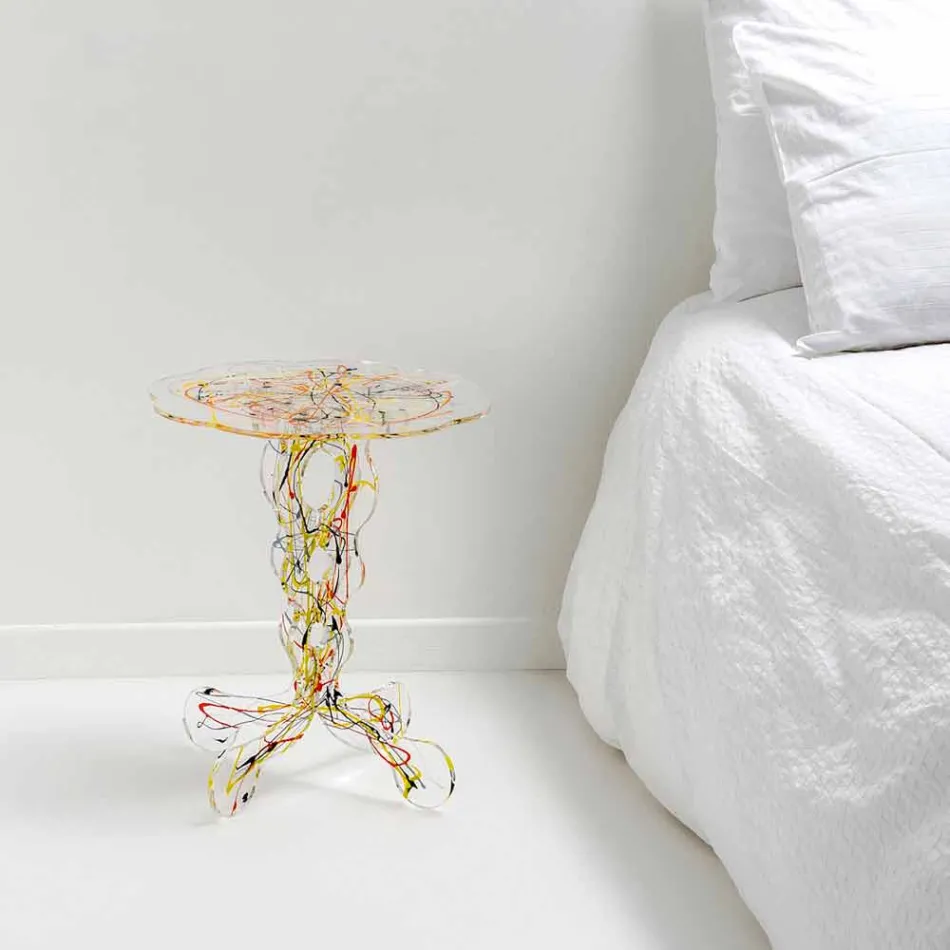 Runder Tisch Durchmesser 36 cm Janis Multicolor-Design, hergestellt in Italien Viadurini