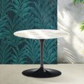 Saarinen Tulip runder Couchtisch H 41 cm in Florim Calacatta Gold Glanzkeramik - Scharlachrot