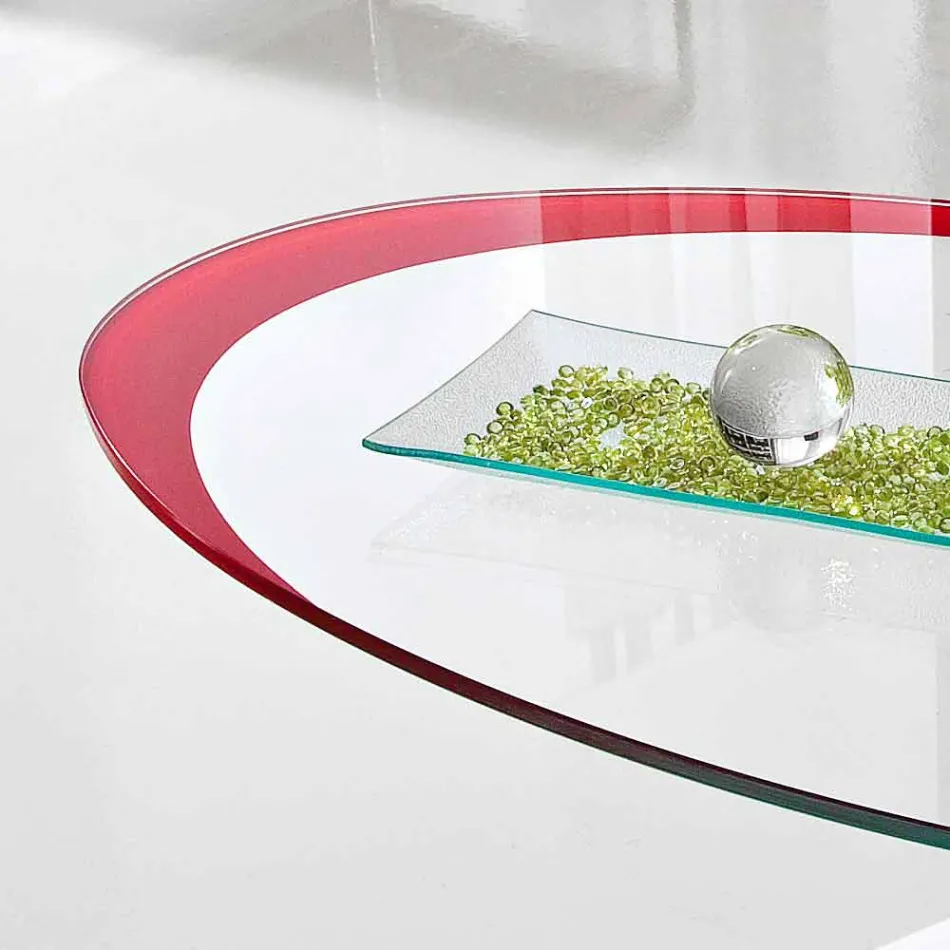 Couchtisch mit Glasplatte mit Made in Italy Siebdruck - Campari Viadurini