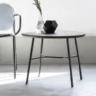 Couchtisch mit runder Massivholzplatte Made in Italy - Makino Viadurini