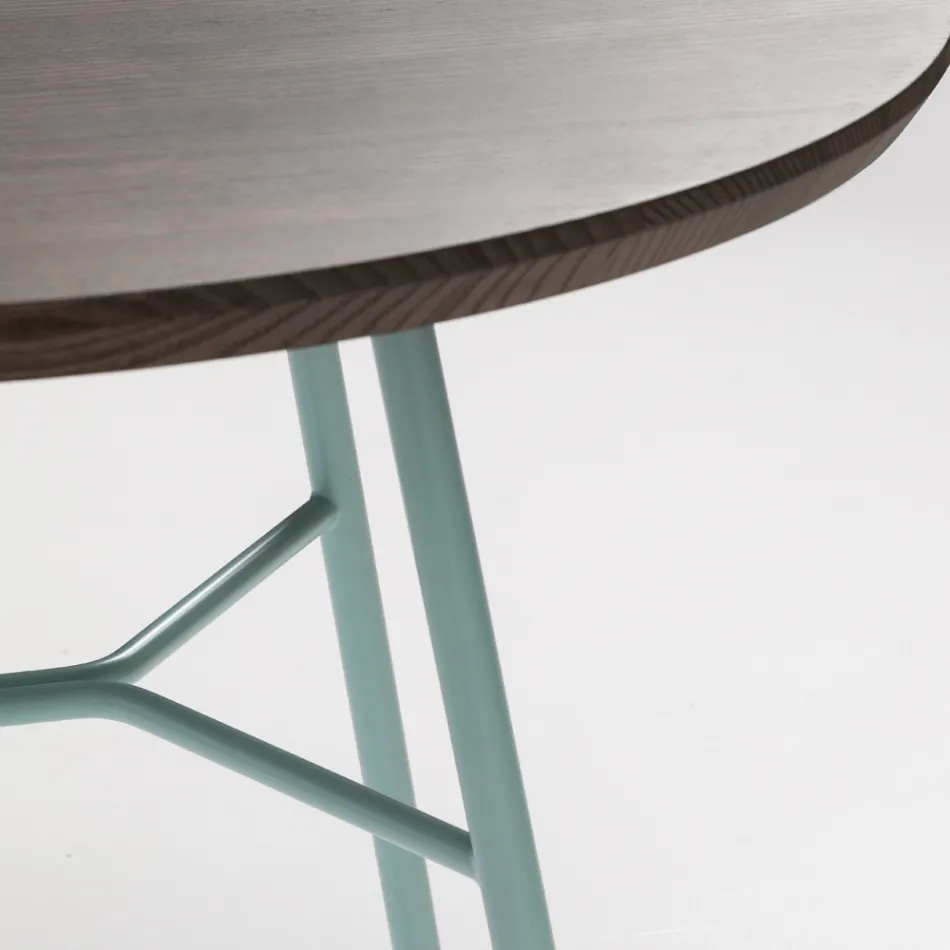 Couchtisch mit runder Massivholzplatte Made in Italy - Makino Viadurini