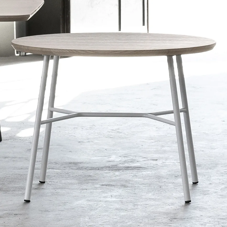Couchtisch mit runder Massivholzplatte Made in Italy - Makino Viadurini