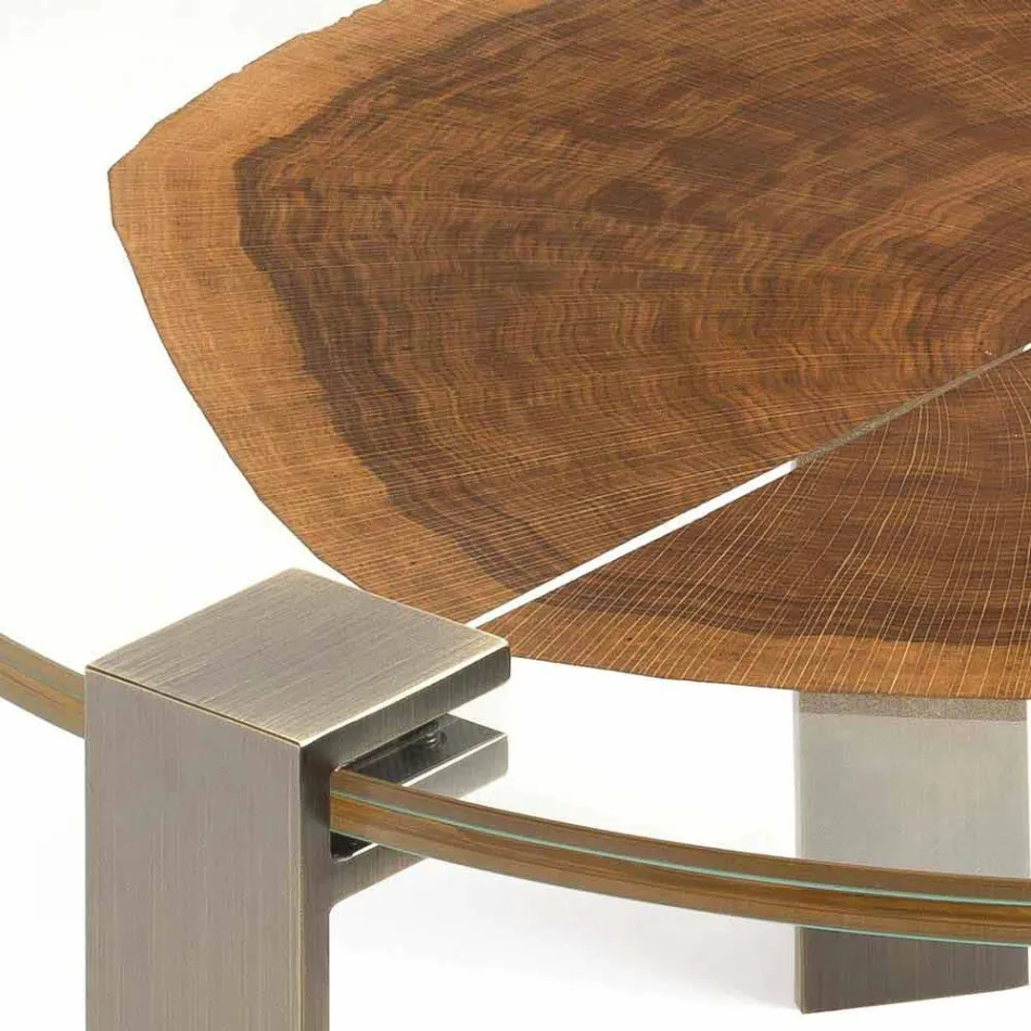 Couchtisch aus Holz und Stahl mit Metallbeinen Made in Italy - Damaskus Viadurini