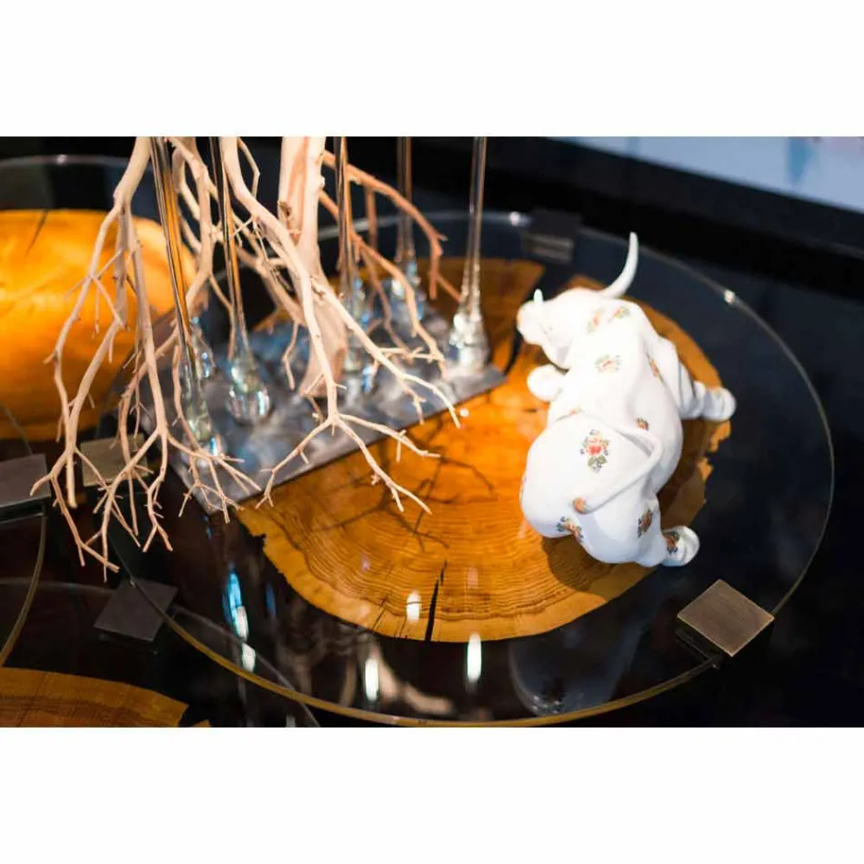 Couchtisch aus Holz und Stahl mit Metallbeinen Made in Italy - Damaskus Viadurini