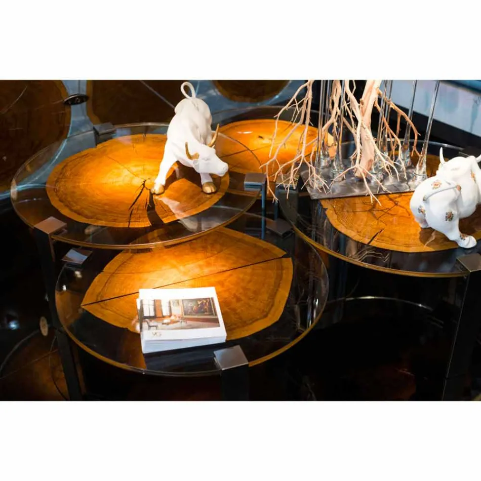 Couchtisch aus Holz und Stahl mit Metallbeinen Made in Italy - Damaskus Viadurini