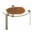 Couchtisch aus Holz und Stahl mit Metallbeinen Made in Italy - Damaskus Viadurini