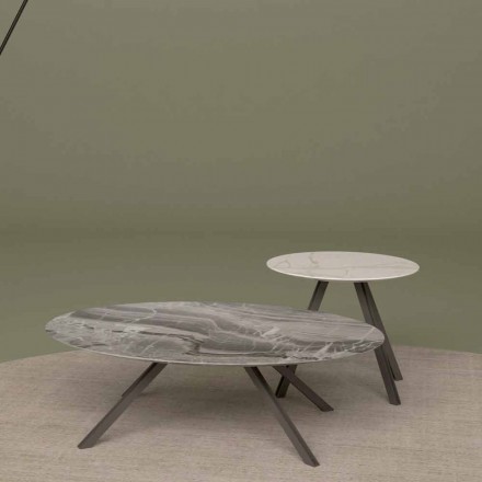 Lounge-Tisch aus Orobico- oder Calacatta-Marmor und Metall Made in Italy - Sirena Viadurini
