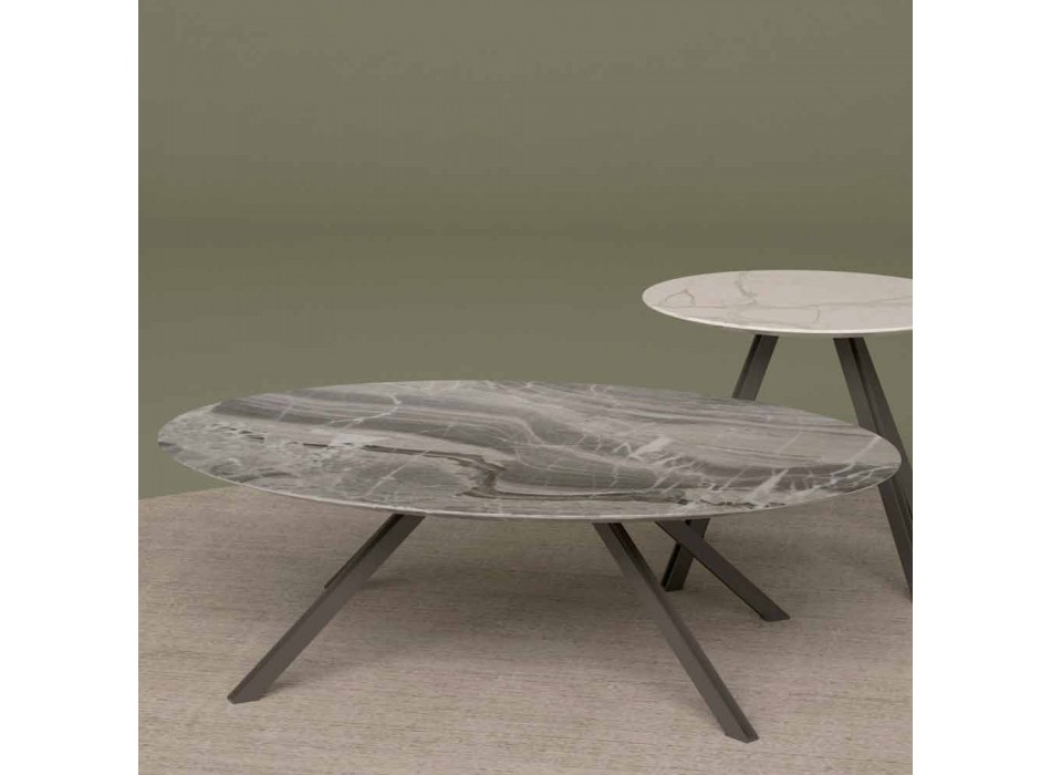 Lounge-Tisch aus Orobico- oder Calacatta-Marmor und Metall Made in Italy - Sirena Viadurini
