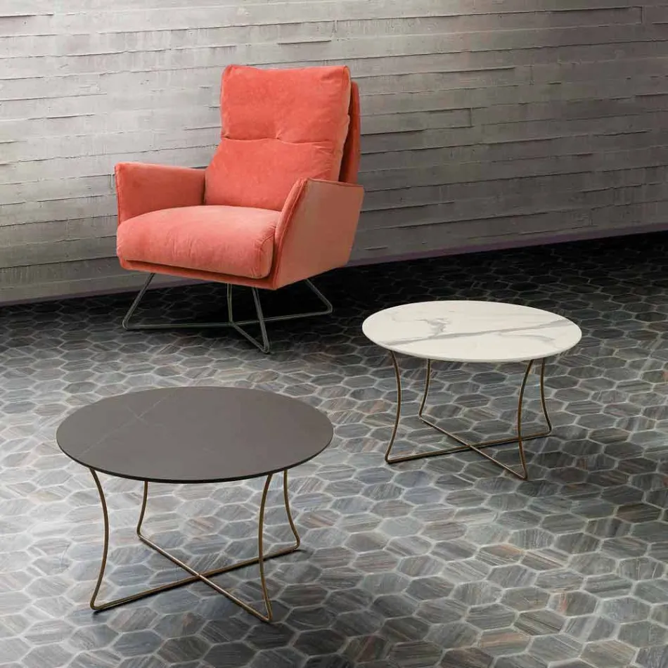 Couchtisch aus lackiertem Metall mit HPL-Platte Made in Italy - Numbo Viadurini