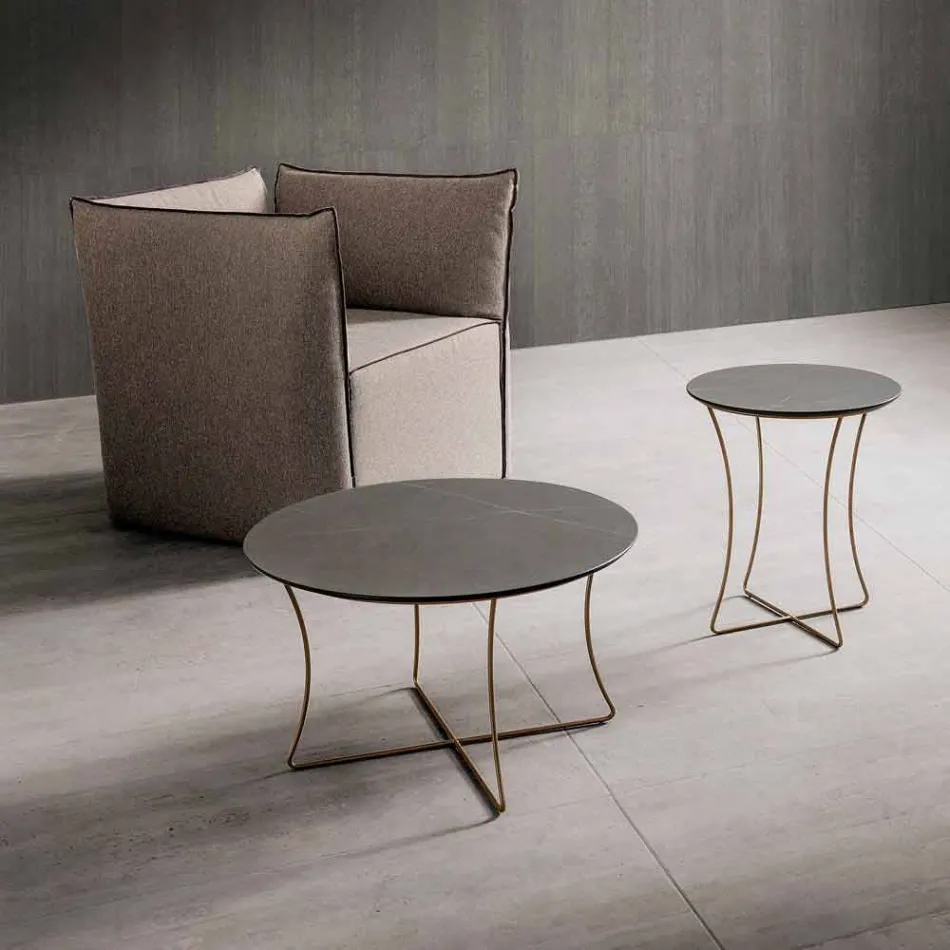 Couchtisch aus lackiertem Metall mit HPL-Platte Made in Italy - Numbo Viadurini