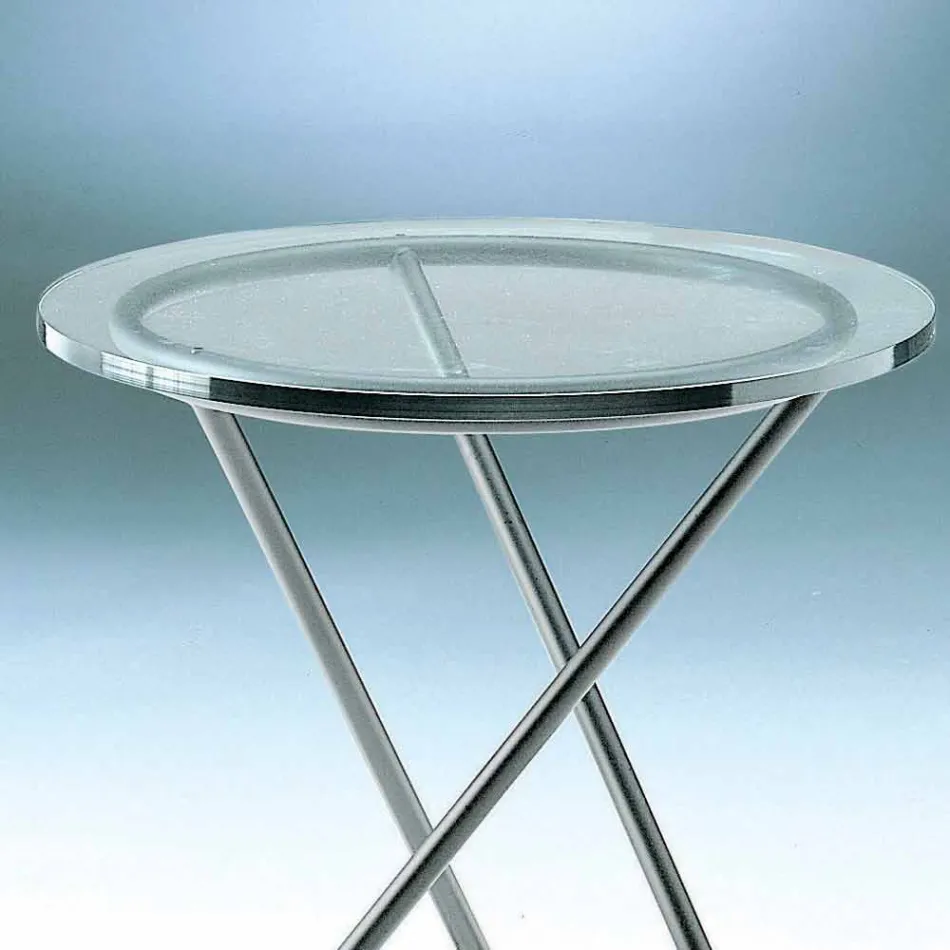 Couchtisch aus gehärtetem Glas mit Stahlgestell Made in Italy - Pegaso Viadurini