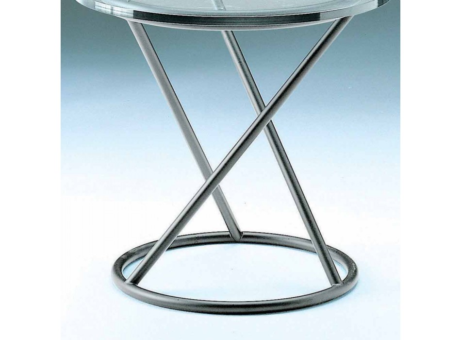 Couchtisch aus gehärtetem Glas mit Stahlgestell Made in Italy - Pegaso Viadurini