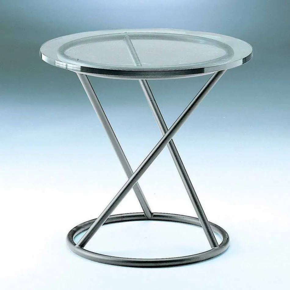 Couchtisch aus gehärtetem Glas mit Stahlgestell Made in Italy - Pegaso Viadurini