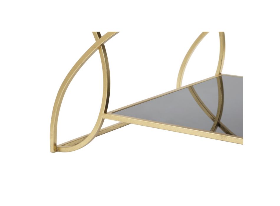 Goldener rechteckiger Couchtisch aus Eisen mit Glasplatte - Symbol Viadurini