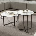 Runder Couchtisch aus Glas mit Marmoreffekt Made in Italy - Miguel