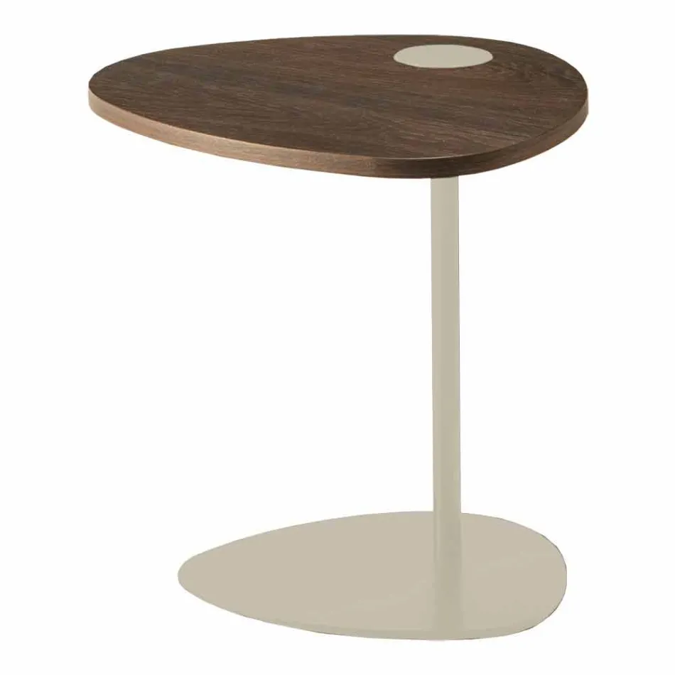 Wohnzimmer Couchtisch in Metall und Holzplatte, Luxus-Design - Yassine Viadurini