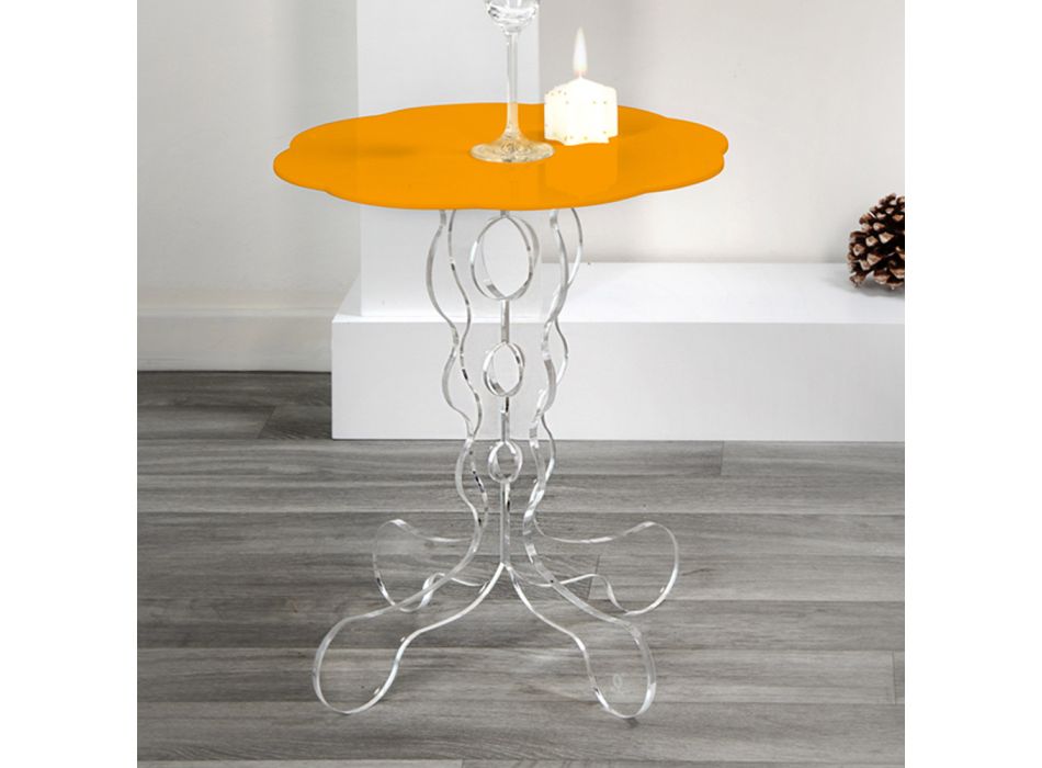 Moderner orange runder Tisch Durchmesser 36 cm Janis, made in Italy Viadurini