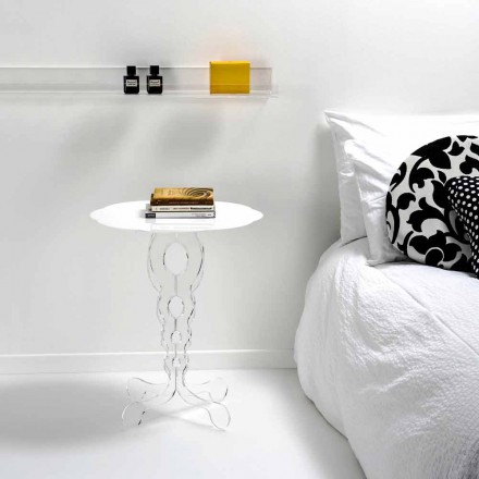 Kleiner runder Tisch weiß Durchmesser 50cm modernes Design Janis, made in Italy Viadurini