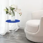 Runder blauer Couchtisch Durchmesser 50 cm Janis modernes Design, hergestellt in Italien Viadurini
