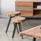 Runder Couchtisch in Stamm aus Holz und Stahl Homemotion - Tancredi Viadurini