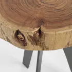 Runder Couchtisch in Stamm aus Holz und Stahl Homemotion - Tancredi Viadurini