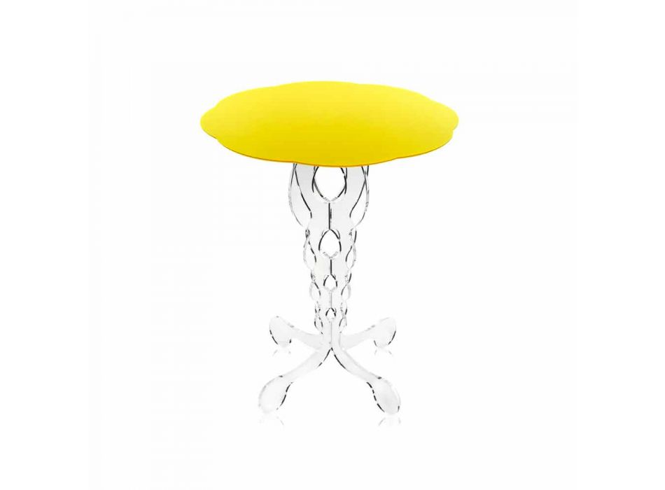 Runder Tisch gelb Durchmesser 50cm modernes Design Janis, hergestellt in Italien Viadurini