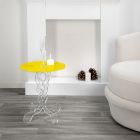 Runder gelber Couchtisch, Durchmesser 50 cm, modernes Design Janis, hergestellt in Italien Viadurini