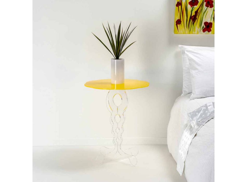 Runder Tisch gelb Durchmesser 50cm modernes Design Janis, hergestellt in Italien Viadurini
