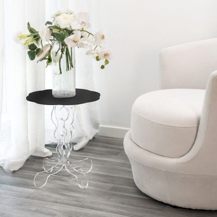 Runder schwarzer Couchtisch Durchmesser 36 cm modernes Design Janis, hergestellt in Italien Viadurini