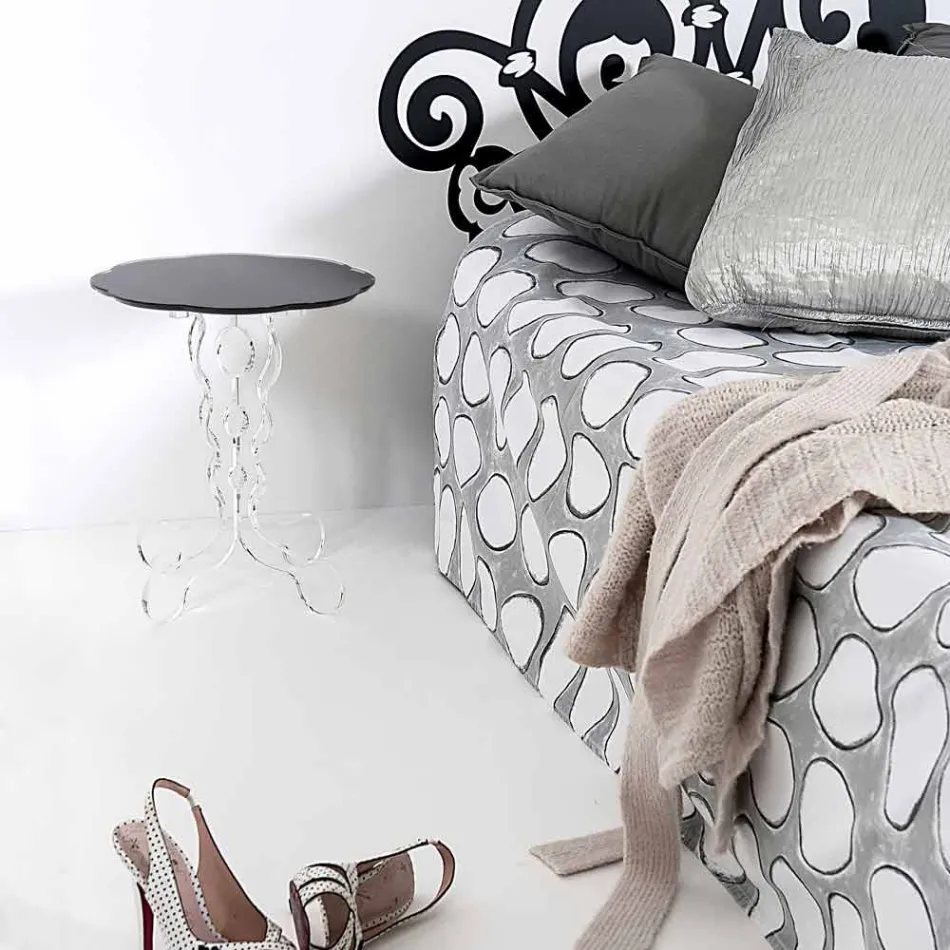 Runder schwarzer Tisch Durchmesser 36 cm modernes Design Janis, in Italien hergestellt Viadurini