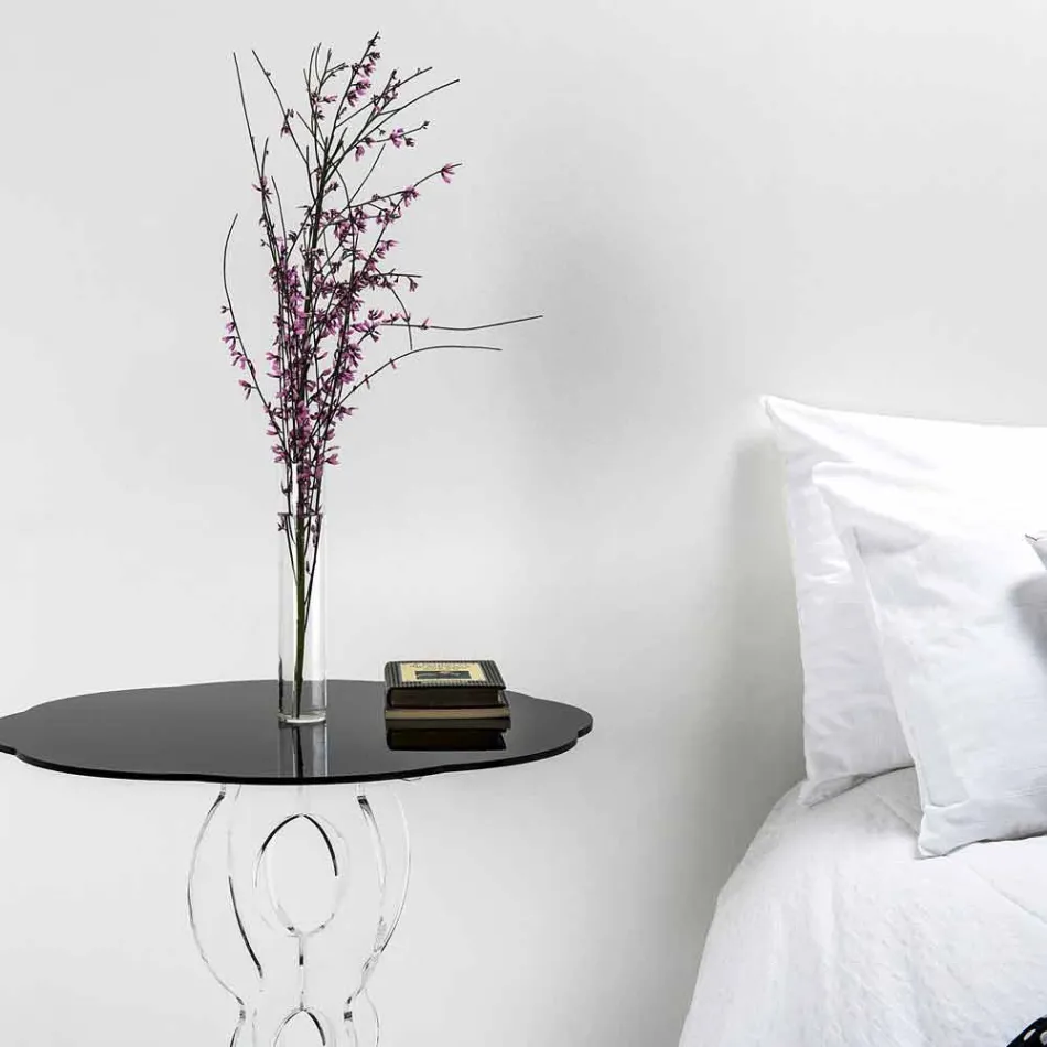 Runder Tisch schwarz Durchmesser 50 cm modernes Design Janis, hergestellt in Italien Viadurini