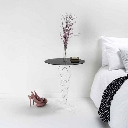 Runder Tisch schwarz Durchmesser 50 cm modernes Design Janis, hergestellt in Italien Viadurini