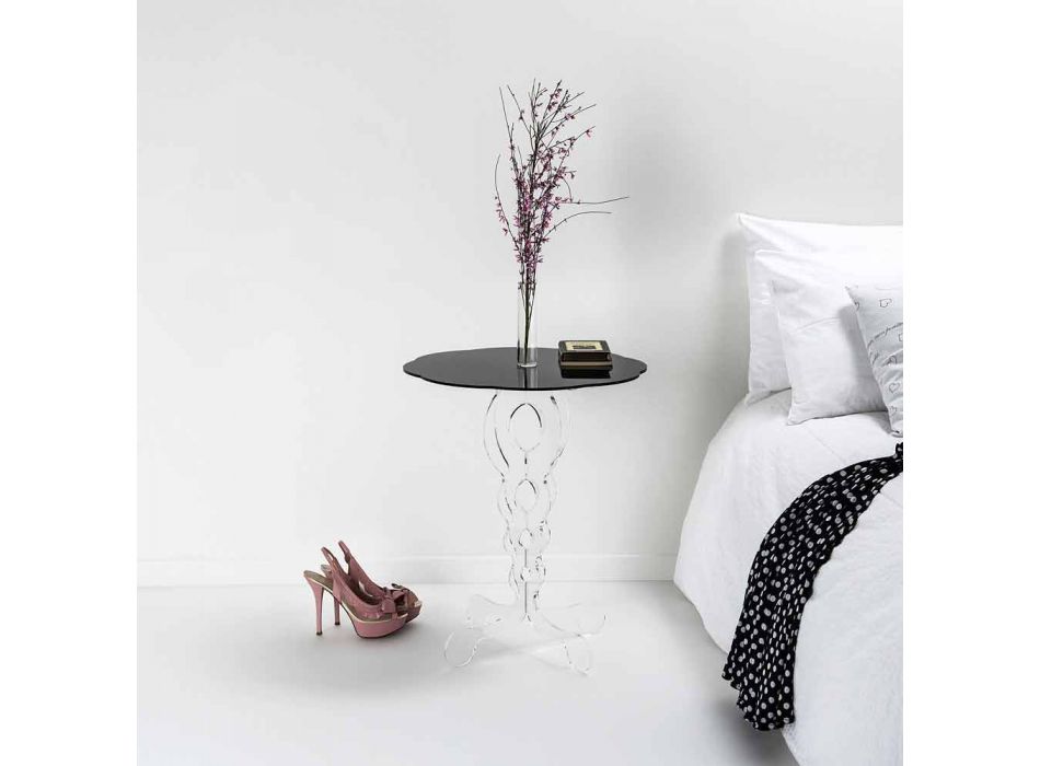 Runder Tisch schwarz Durchmesser 50 cm modernes Design Janis, hergestellt in Italien Viadurini