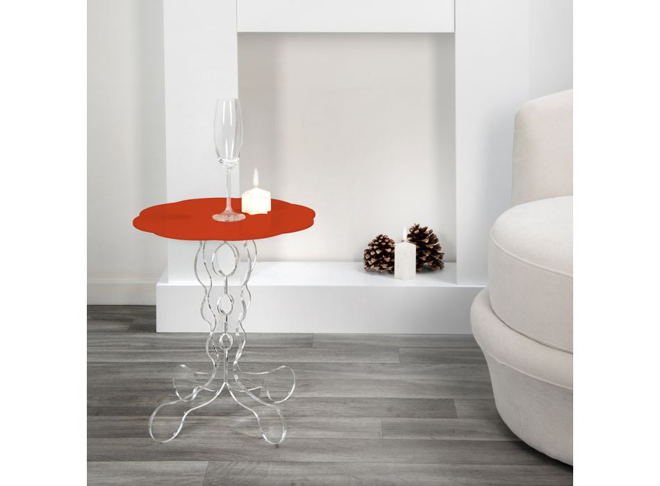 Roter runder Tisch Durchmesser 36 cm modernes Design Janis, made in Italy Viadurini