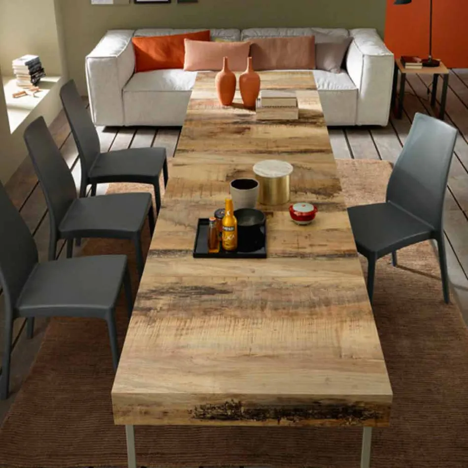 Transformable Design Couchtisch aus Holz und Black Metal Made in Italy - Niverio Viadurini