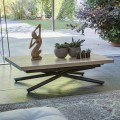 Verwandelbarer Couchtisch mit Holzplatte und Metallgestell Made in Italy - Peach