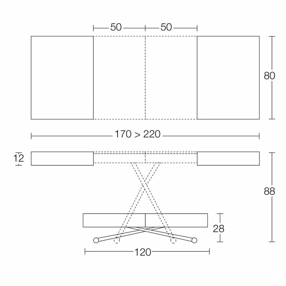 Moderner umwandelbarer Couchtisch mit Malta-Effektplatte Made in Italy - Patroclus Viadurini
